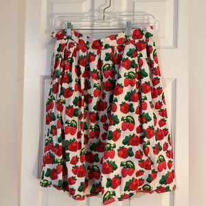 Strawberry rockabilly retro skirt with pockets